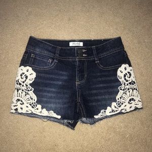 Mudd girls dark wash w/ lace shorts